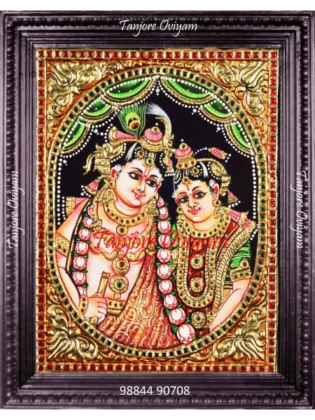 Oval Radha Krishna Tanjore Painting